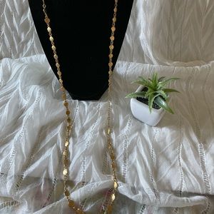 Long gold tone link chain necklace